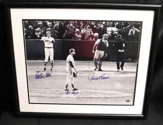 Limited Autographed Photograph Featuring Johnny Bench, Carlton Fisk, Pat Darcy With COA From Steiner 60/500
