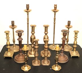 Collection Of Romantic Brass Candlesticks