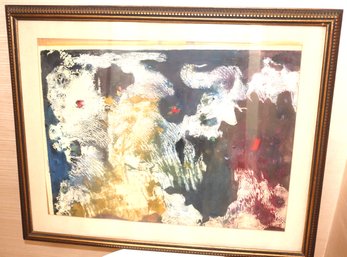 Attributed To Luis Chan Mixed Media Painting On Paper In Abstract Expressionist Style