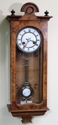 Antique German Burl Wood Regulator Wall Clock