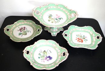 Includes Morley & Ashworth, Hanley, Beautiful Green & White Floral Footed Platters And Dishes