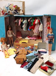 Vintage 1960's Barbie Collection Includes Assorted Dolls, Clothing  Barbie & Skipper Little Sister Case 1963.