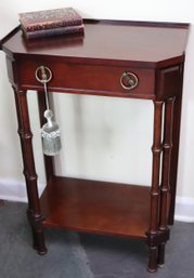 1940s Mahogany Side Table With Faux Bamboo Legs