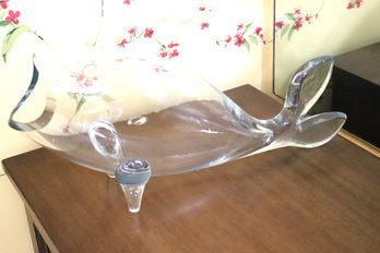 Large Vintage Mid-Century Glass Fish Vase By Blenko