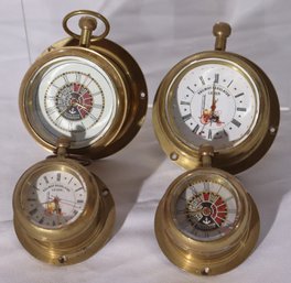 Set Of Four Swiss Made Brass Pieces Are In Working Condition-railway Regulator Lever Engine Room Telegraph