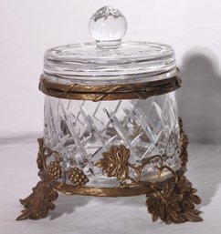 Castilian Diamond Cut Biscuit Jar With A Hinged Lid Made In Poland