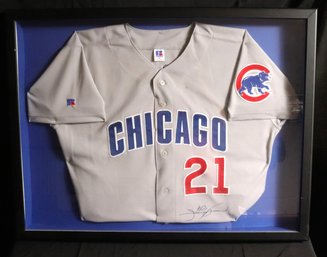 Sammy Sosa Chicago Cubs Autographed Player Jersey # 21 In Cased Frame