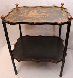 Chinoiserie Stenciled 2-tiered Side Table