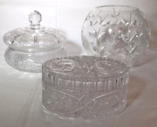 Gorgeous Tiffany And Co Fish Rose Pedal Bowl And Cut Crystal Dishes As Pictured.