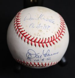 Autographed Rawlings Baseball With Don Larsen And David Wells