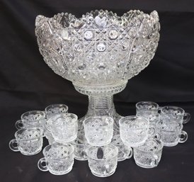Large 2 Piece Cut Crystal Punch Bowl