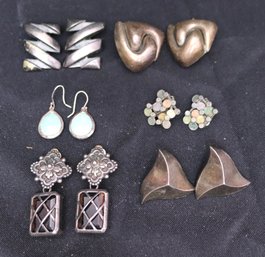 111. Lot Of 6 Interesting Vintage Earrings, Most Are Sterling.
