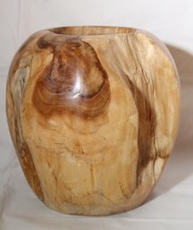 Natural Polished/bored Solid Wood Vase