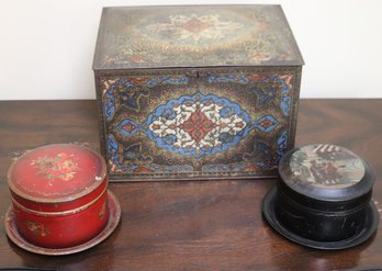 Lot Of 3 Antique Tins With Heinz 57 Lithographed Biscuit Tin
