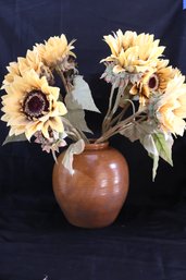 Decorative Sunflower Assortment In A Pottery Style Vase
