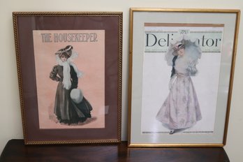Two Magazine Cover Illustrations From The Housekeeper & Butterick Pattern