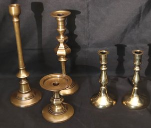 Lot Of Brass Candlesticks In Assorted Sizes