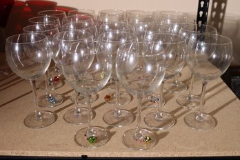 22 Tall Wine Glasses Approximately 8-inch Some Have Wine Charms