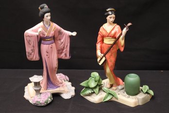 Includes Yoshiko Manabu Saito Fine Porcelain Figurine In Pink Kimono From The Franklin Mint And Akemi Princess