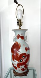 An Early 20 Th Century Hand Painted Chinese Porcelain Vase, Decorated With A Foo-dog