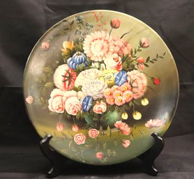 Pretty Hand Painted Round Floral Platter
