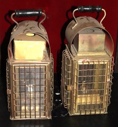 Original Vintage Sherwood Sound Limited Brass Maritime Oil Lanterns