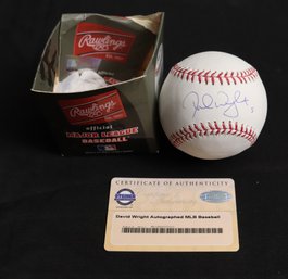 David Wright NY Mets Autographed Rawlings Baseball By With COA Sticker From Steiner