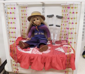 American Girl Doll Includes A Handmade Heart Doll Quilt And 4 Post Bed With Beaded Accents