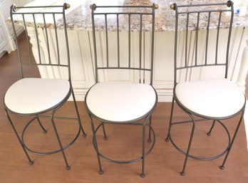 Set Of 3 Heavy Quality Charleston Forge Wrought Iron Counter Stools