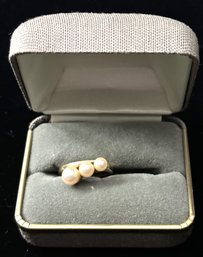 14K YG Pearl Cocktail Ring Size 6.