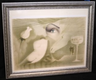 Surrealist Nude Signed Print In A Silver Frame, Dated 2005.