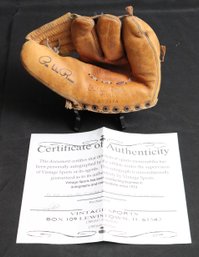Pro Maker 1954 Pee- Wee Reese Model Autographed Leather Baseball Glove With COA From Vintage Sports