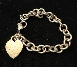 Tiffany & Co 7 Inch Sterling Silver Bracelet With Heart.