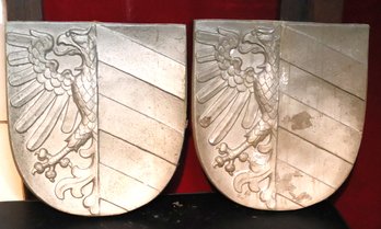 Vintage Embossed Aluminum Crest With Griffin/eagle Emblem