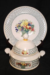 Villeroy And Boch Basket, Pattern, Soup, Terrine And Round Underplate