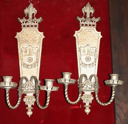 Ornate Cast Iron Medieval Style Candle Wall Sconces