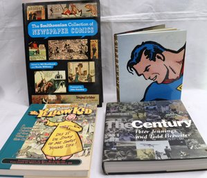 4 Hardcover Books With Illustrated Superman, And The Yellow Kid, Signed By Mort, Drucker