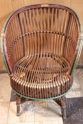 Art Deco Curved Rattan Chair With Painted Highlights.