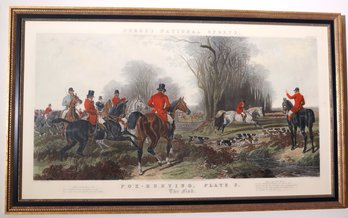 Antique Foress National Sports Fox Hunting Plate 2 Published 1852 Approx. 48 X 29 Inches