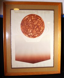 Rainbow Sun Signed Lithograph By Margaret Hebman 23/250 In A Fine Quality Burlap Matted Frame Document Of Au