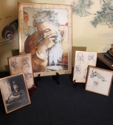 Vintage Prints On Board Fratelli Alinari Firenze Italy Includes Rembrandt, Leonardo Da Vinci, Michelangelo