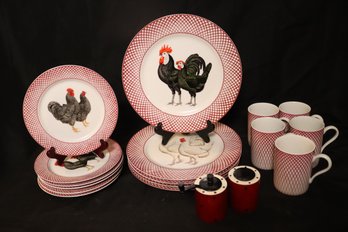 Devonshire Plates Set Featuring Roosters, By The Haldon Group