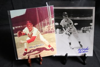 Two Signed Photographs Of Baseball Players With Bob Cain And Harvey Haddix. Bob Cain Photo Has COA