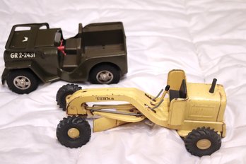 Tonka, Metal Army, Jeep, And Farming Machine