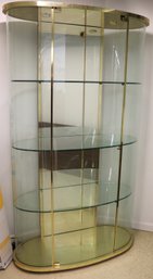 Vintage MCM Brass And Glass Curio Cabinet