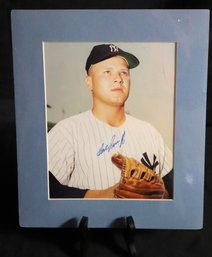 Hal Reniff New York Yankees Autographed Photo In Blue Mat