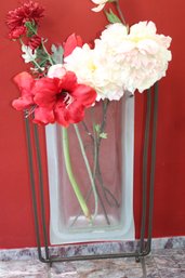Unique Swinging Planter Art Vase Decor Made From Wrought Iron & Glass