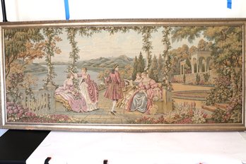 Large Tapestry Scene Of Women In The Courtyard Frame Measures Approximately 72 Inches X 31 Inches
