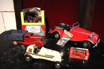 Vintage Toy Cars, Ray Cox Thimble Drone Special, Marx Truck, Doepke Model Sports Car, Schuco Micro Racer
