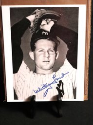 Autographed Photo Of Whitey Ford With Wilmorite Sticker On The Back